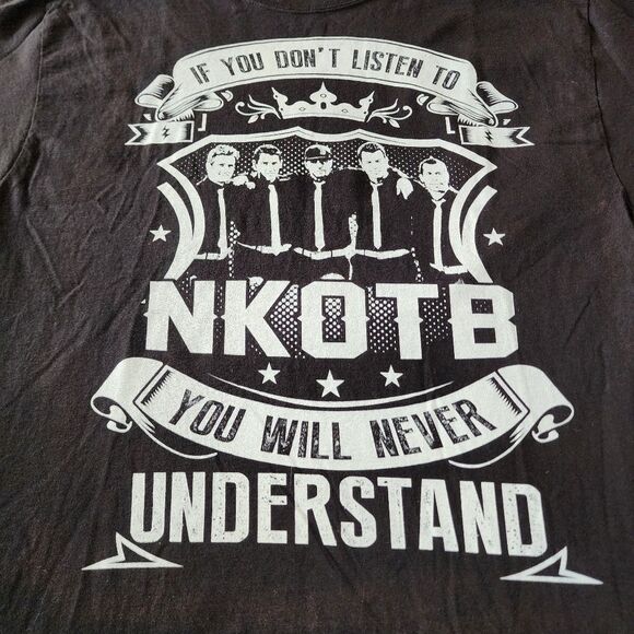 Hanes New Kids On The Block Black Tshirt With White Graphics Size Large - Picture 2 of 6